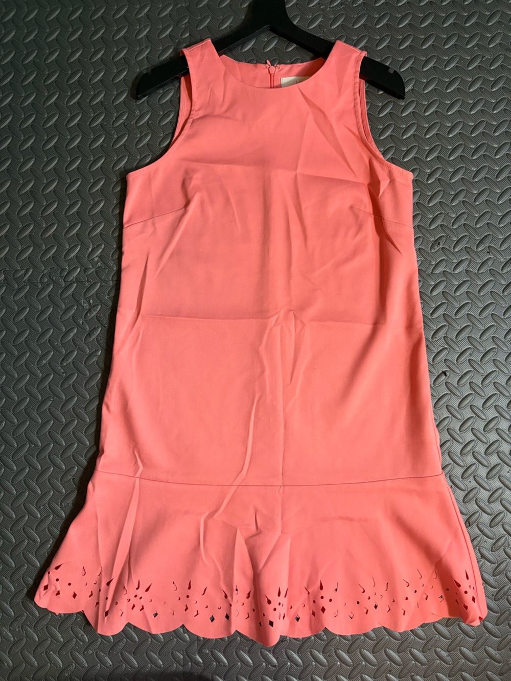 LOFT Coral Sleeveless Scallop-Hem Tank Dress